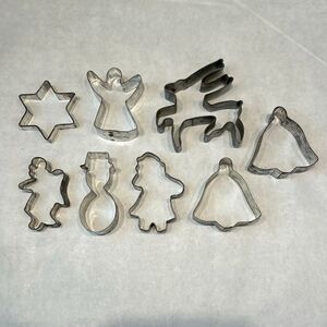 Vtg SET Aluminum Cookie Cutter Metal Christmas Holiday Star Reindeer Snowman Ang